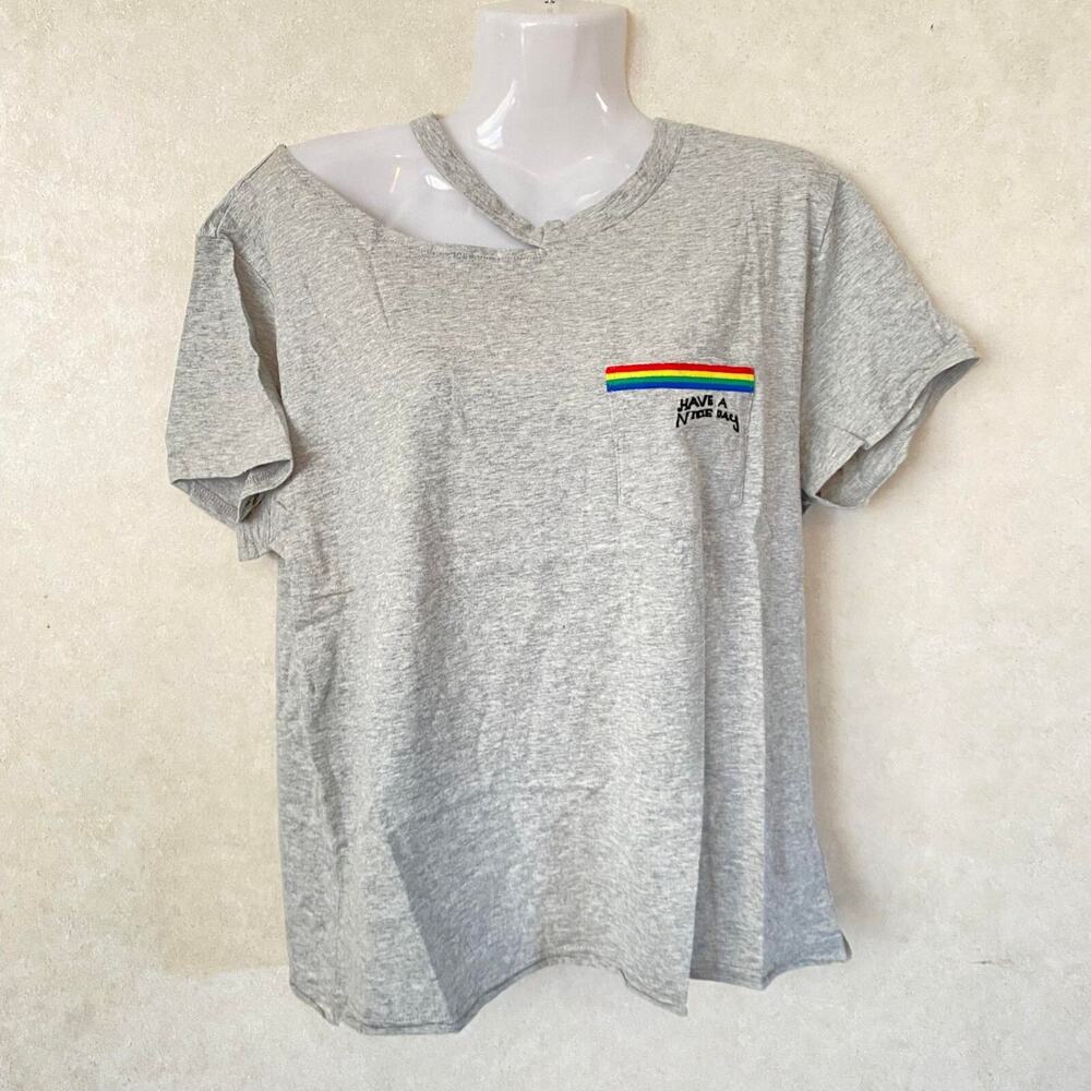 The Room by Ark & Co Cotton "Have A‎ Nice Day" Shirt Color Gray Size Large